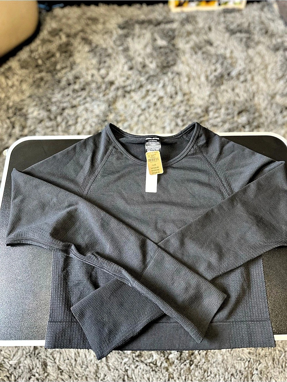 NWT Victoria’s Secret PINK Active Long Sleeve Workout Cropped Top Black Size L